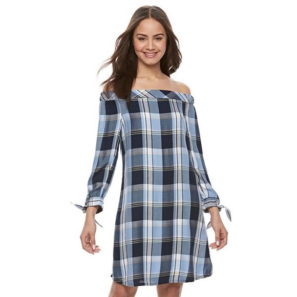 NWT So Authentic American Heritage Woven Off The Shoulder Dress Size Medium - Picture 1 of 7